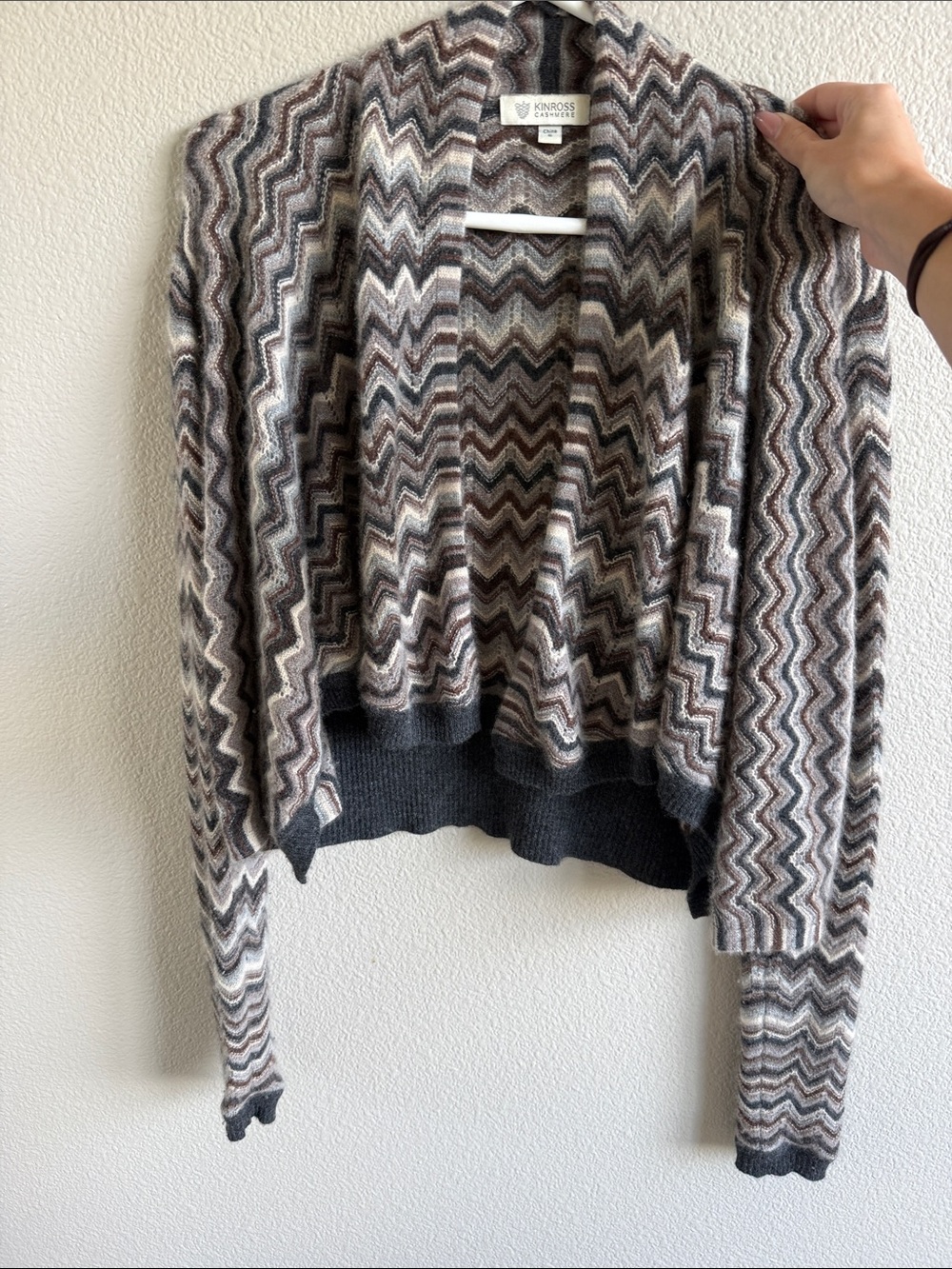 Kinross Zigzag Open Cashmere Cardigan